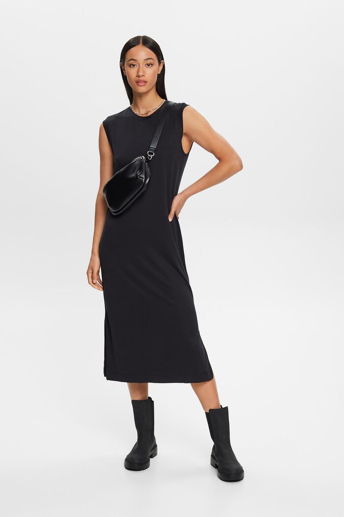 Koszulowa sukienka midi bez rękawów, BLACK, detail image number 1