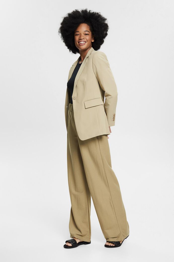 Szerokie spodnie z elastycznym pasem, LENZING™ ECOVERO™, KHAKI GREEN, detail image number 1