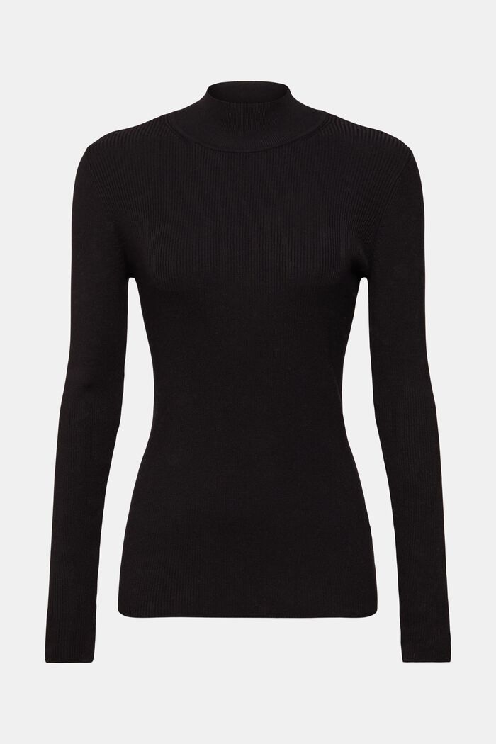 Prążkowany sweter, LENZING™ ECOVERO™, BLACK, detail image number 2