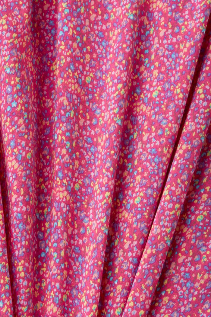 Kwiatowa bluzka z dekoltem w serek i guzikami, PINK FUCHSIA, detail image number 6