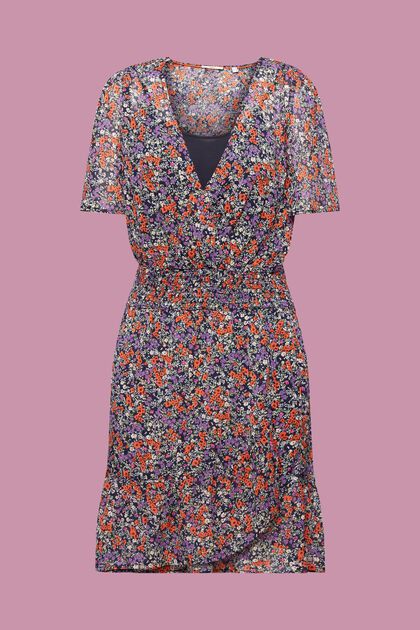 Kwiecista sukienka mini z marszczoną talią