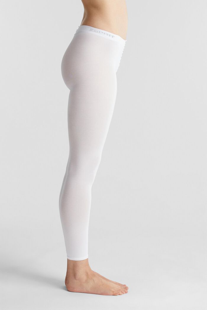 Nieprześwitujące legginsy, mieszanka bawełniana, WHITE, detail image number 0
