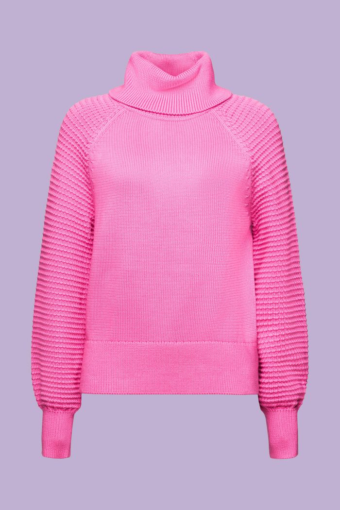 Sweter z półgolfem z bawełny, PINK FUCHSIA, detail image number 6