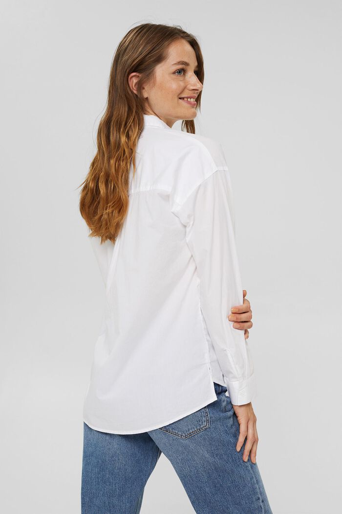 Oversizowa bluzka koszulowa ze 100% bawełny organicznej, WHITE, detail image number 3