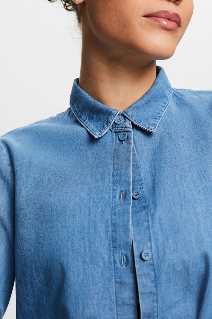 Skrócona bluzka dżinsowa, BLUE LIGHT WASHED, detail image number 3