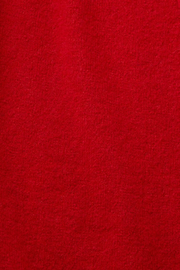 Kardigan z dekoltem w serek zapinany na guziki, mieszanka wełniana, DARK RED, detail image number 5