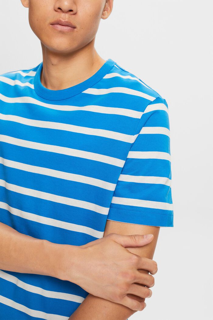 T-shirt w paski z bawełnianego dżerseju, BLUE, detail image number 2