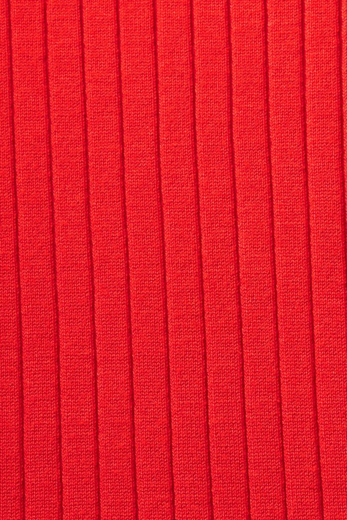 Plisowana sukienka z prążkowanej dzianiny, RED, detail image number 6