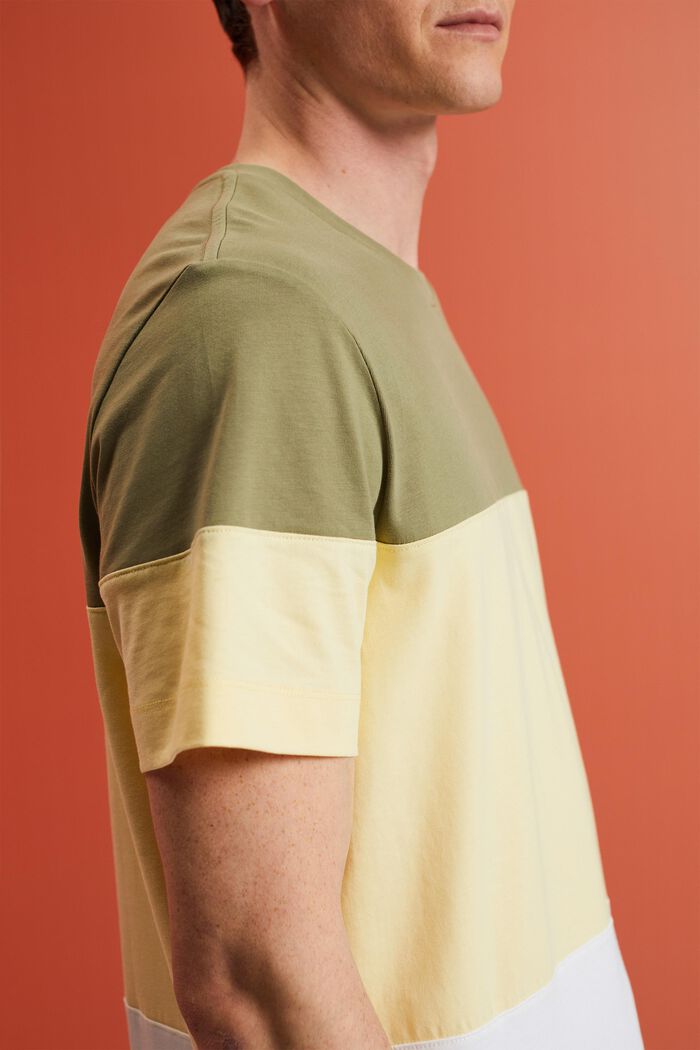 T-shirt w bloki kolorów, 100% bawełny, LIGHT KHAKI, detail image number 2