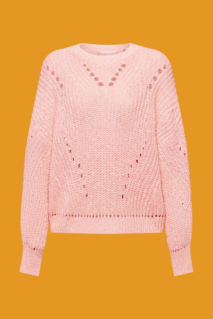 Sweter z warkoczowym wzorem, PINK, detail image number 6