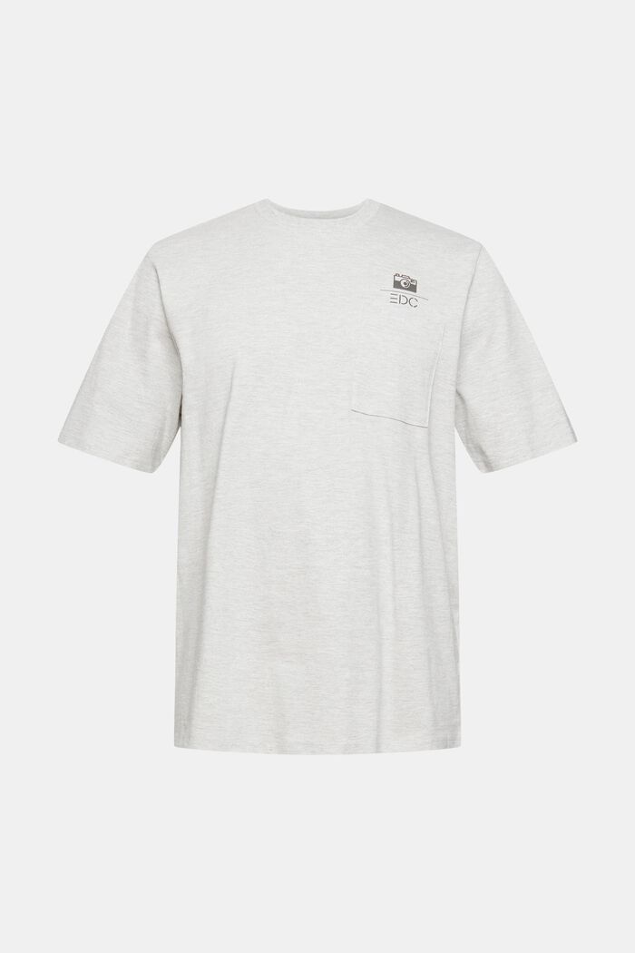 T-shirt z dżerseju z małym nadrukowanym motywem, LIGHT GREY, overview