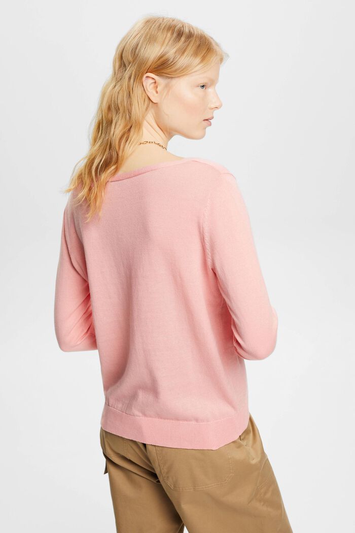 Bawełniany sweter z dekoltem w serek, PINK, detail image number 3