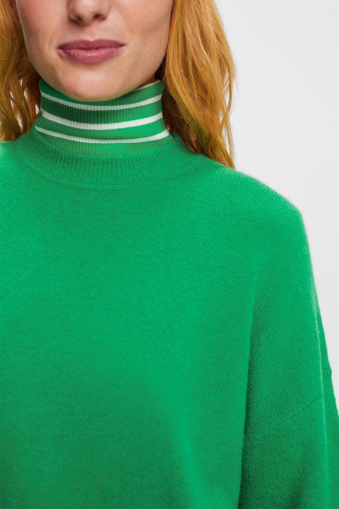 Sweter z okrągłym dekoltem z mieszanki wełnianej, GREEN, detail image number 1