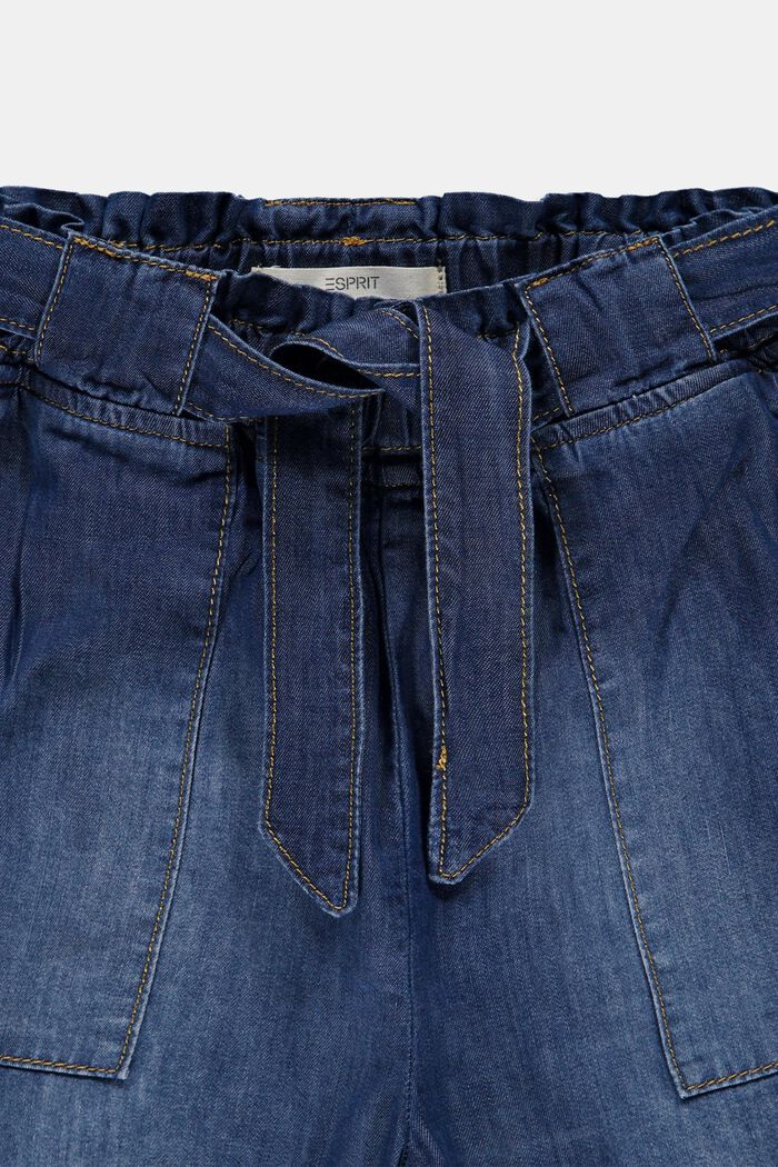 Dżinsowe szorty z elastycznym pasem paperbag, BLUE MEDIUM WASHED, detail image number 2