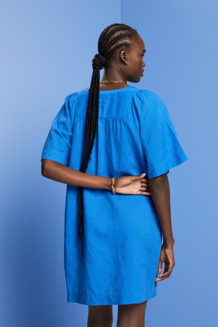 Sukienka mini, mieszanka bawełny i lnu, BRIGHT BLUE, detail image number 3