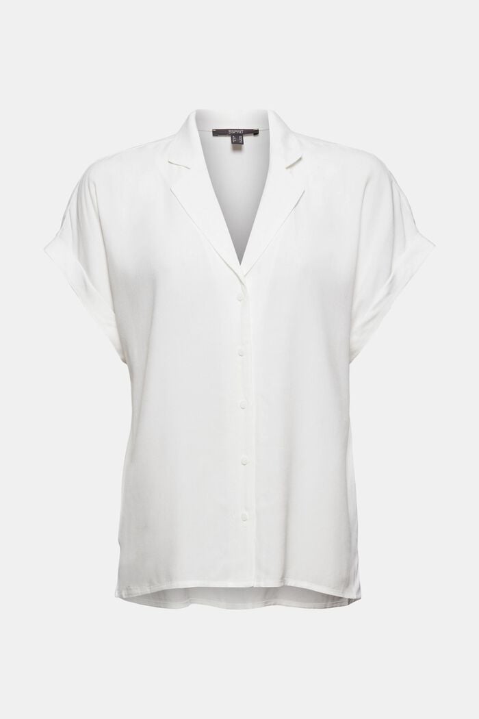Bluzkowy top z piżamowym kołnierzykiem, LENZING™ ECOVERO™, OFF WHITE, overview