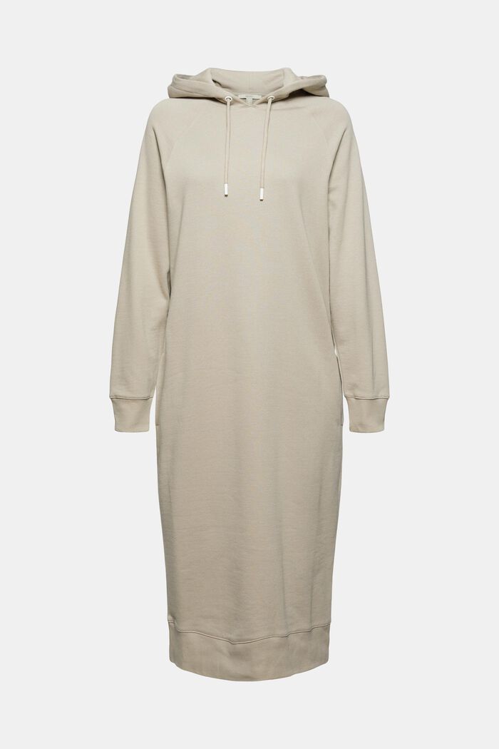 Sukienka dresowa z kapturem ze 100% bawełny, LIGHT TAUPE, overview