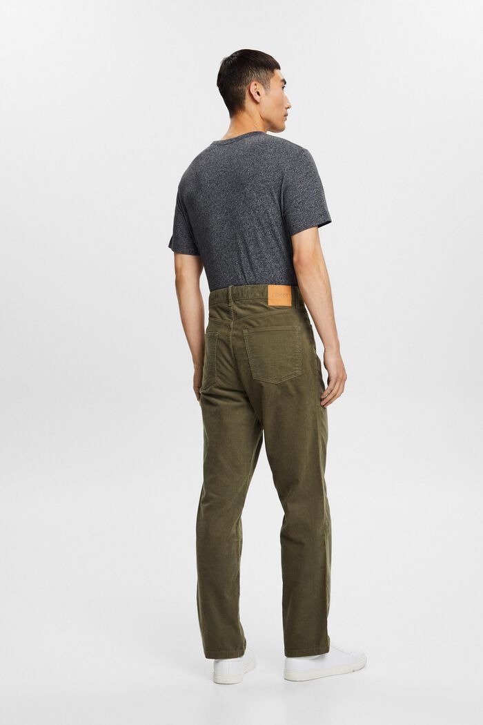 Sztruksowe spodnie, straight fit, KHAKI GREEN, detail image number 3