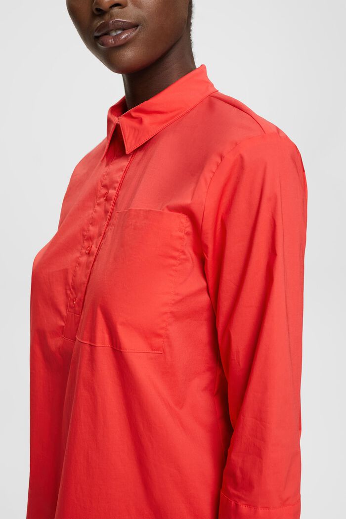 Bluzka koszulowa z popeliny, RED, detail image number 3