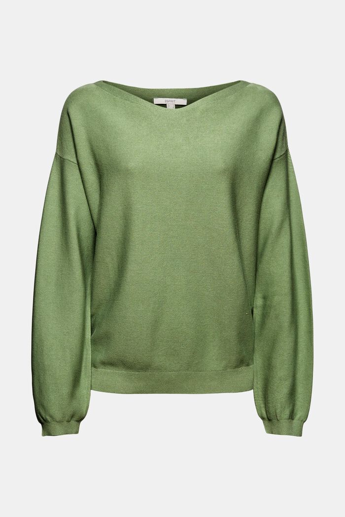 Dzianinowy sweter, 100% bawełny ekologicznej, LEAF GREEN, detail image number 0