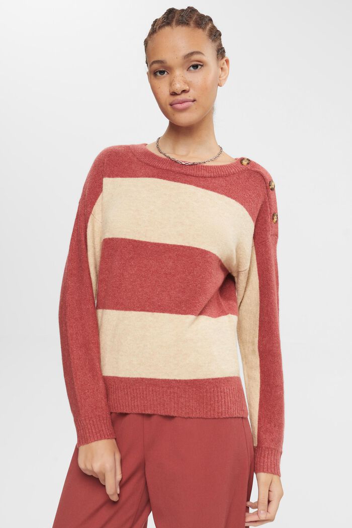 Z wełną: sweter w paski, TERRACOTTA, detail image number 1