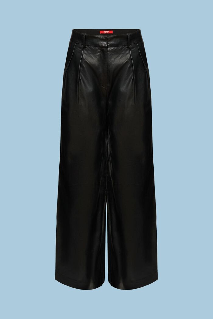 Skórzane spodnie z szerokimi nogawkami, BLACK, detail image number 6