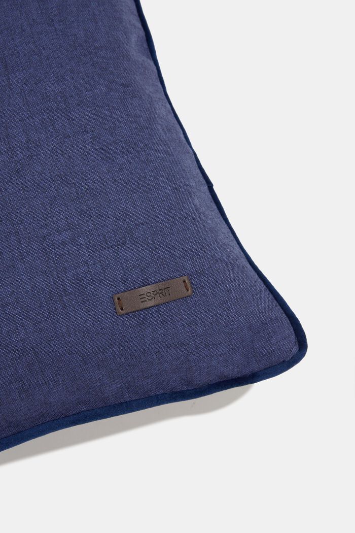 Ozdobna poszewka na poduszkę z aksamitną lamówką, NAVY, detail image number 1