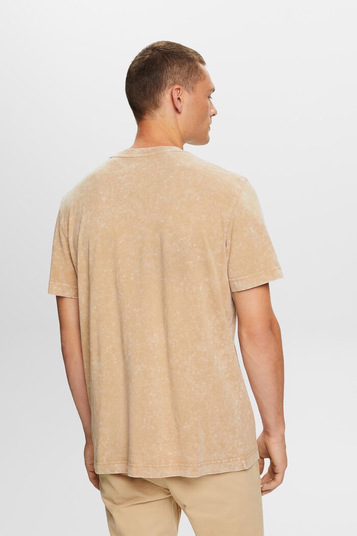 T-shirt z efektem stone washed, 100% bawełny, BEIGE, detail image number 3