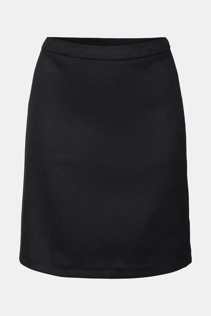 Spódnica mini z mieszanki wełnianej, BLACK, overview