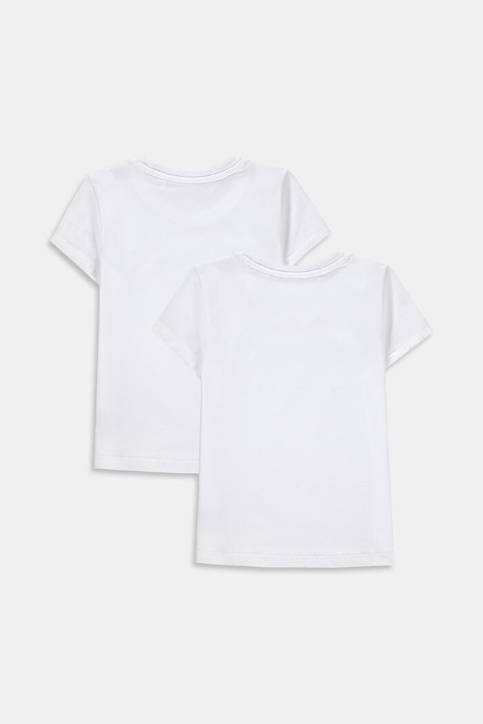 Dwupak: T-shirty z bawełny i streczu, WHITE, detail image number 1