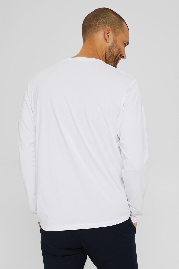 Jerseyowa bluzka z długim rękawem ze 100% bawełny ekologicznej, WHITE, detail image number 3