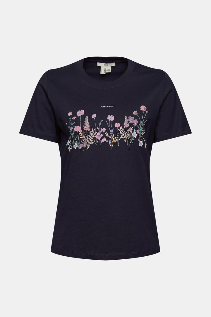 T-shirt z kwiatowym nadrukiem, NAVY, overview