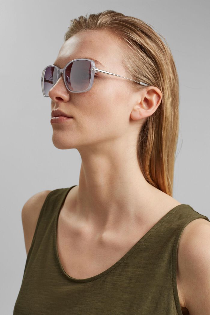 Prostokątne okulary przeciwsłoneczne z różnych materiałów, GREY, detail image number 2