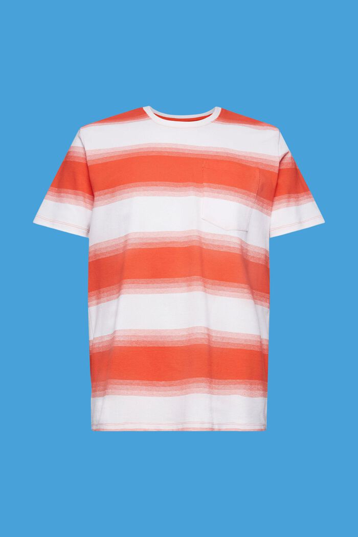 T-shirt w paski z piki bawełnianej, ORANGE RED, detail image number 6