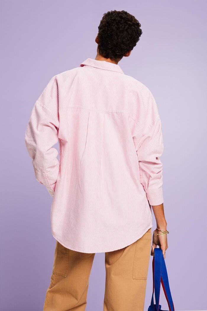 Koszula bawełniana w paski, fason oversize, PINK, detail image number 2