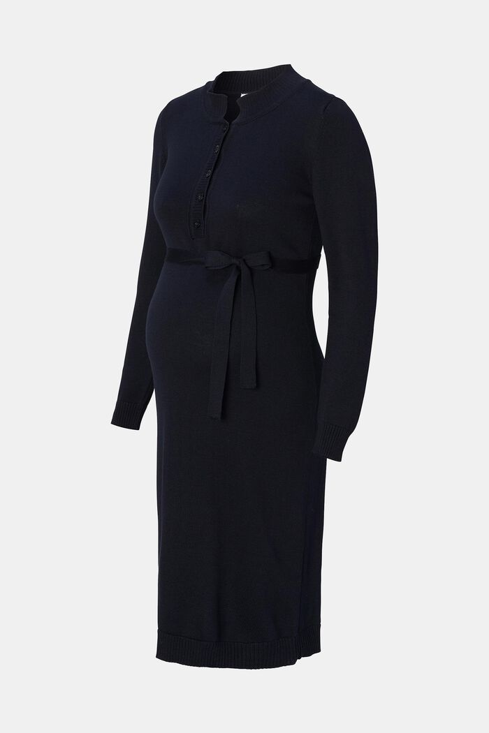 Dzianinowa sukienka midi, bawełna organiczna, NIGHT SKY BLUE, overview