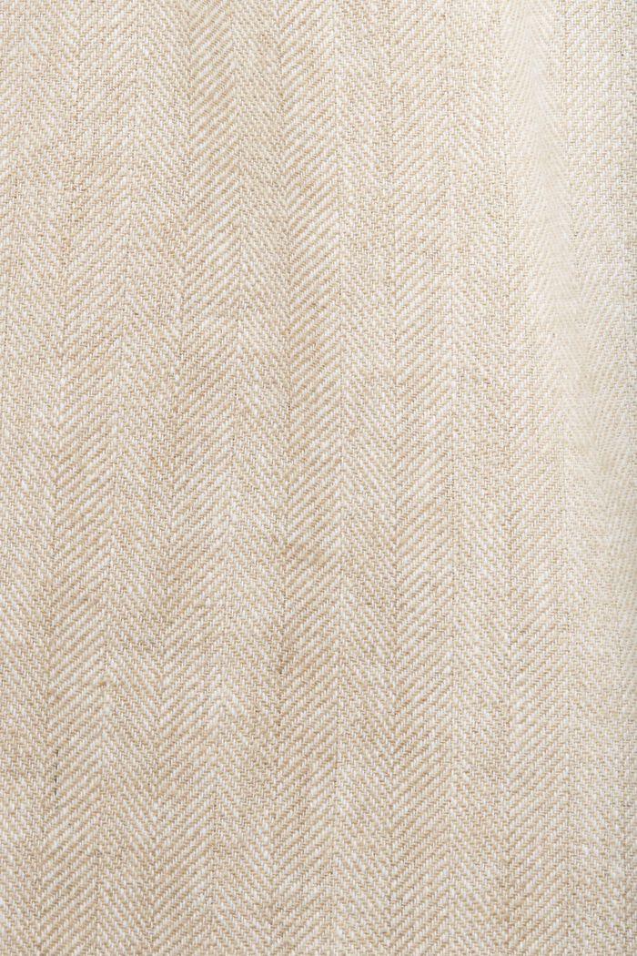 Spodnie w jodełkę z mieszanki bawełny i lnu, LIGHT BEIGE, detail image number 5