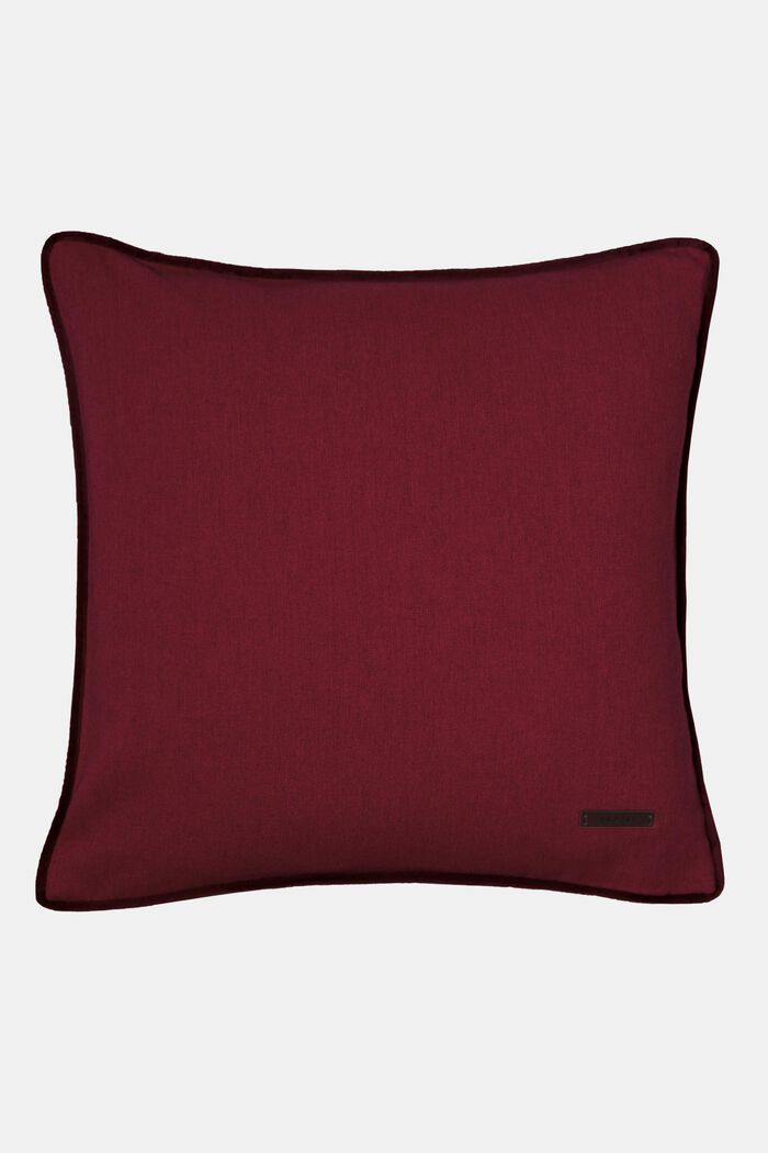 Ozdobna poszewka na poduszkę z aksamitną lamówką, DARK RED, detail image number 0