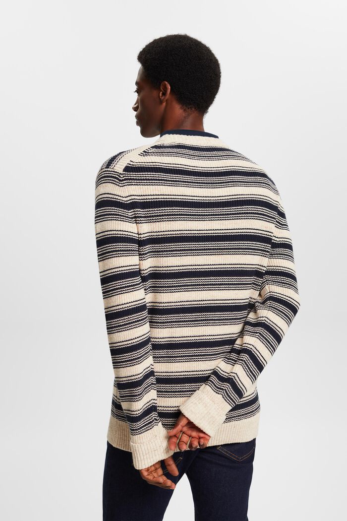 Sweter z okrągłym dekoltem w paski, 100% bawełny, NAVY, detail image number 4