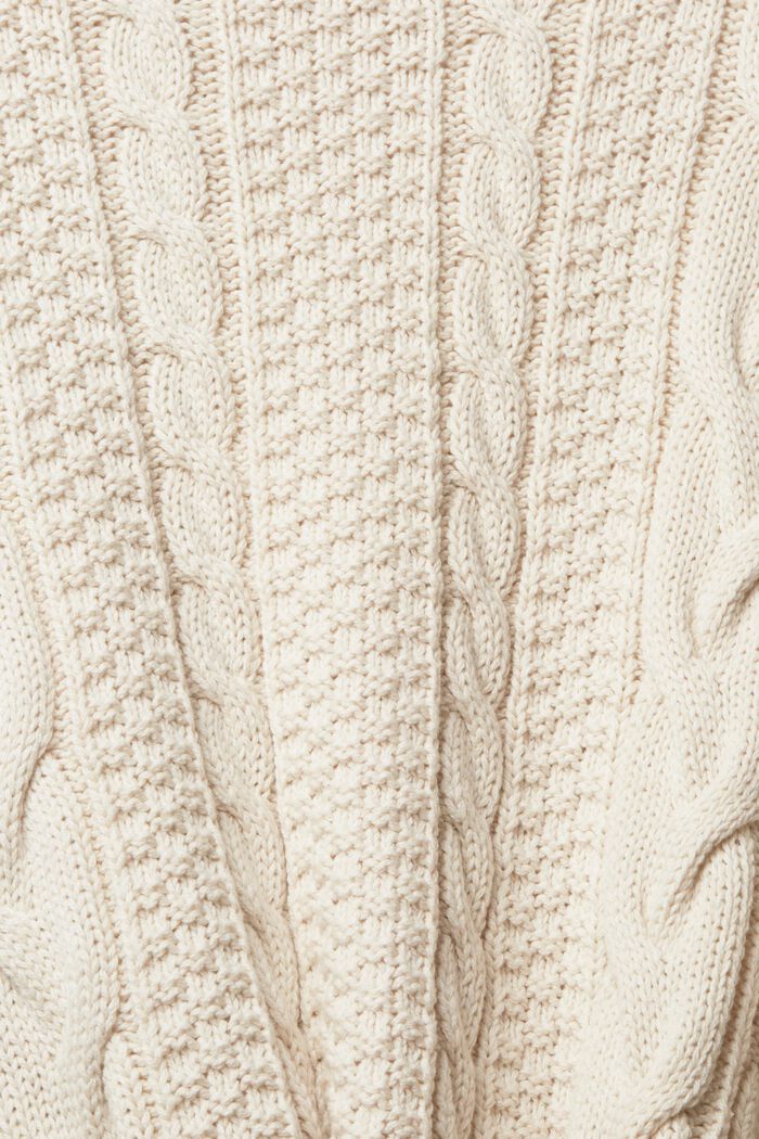 Sweter z warkoczowym wzorem, OFF WHITE, detail image number 1