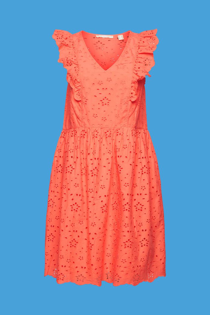 Koronkowa sukienka z bawełny, CORAL ORANGE, detail image number 6
