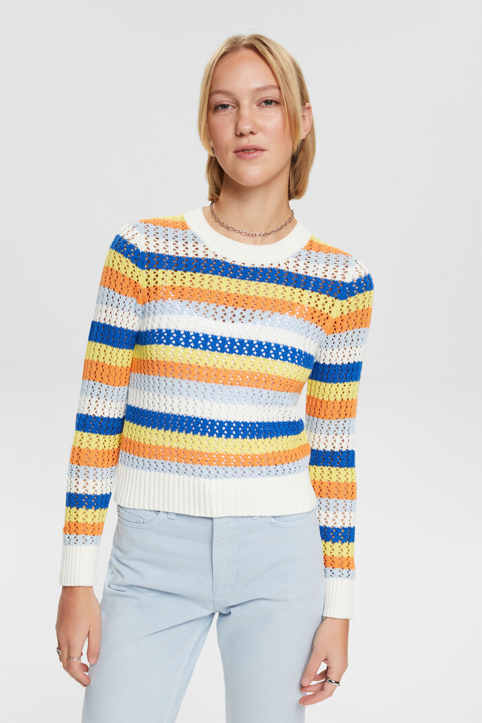 Fakturowany sweter z bawełny organicznej, NEW OFF WHITE, detail image number 0