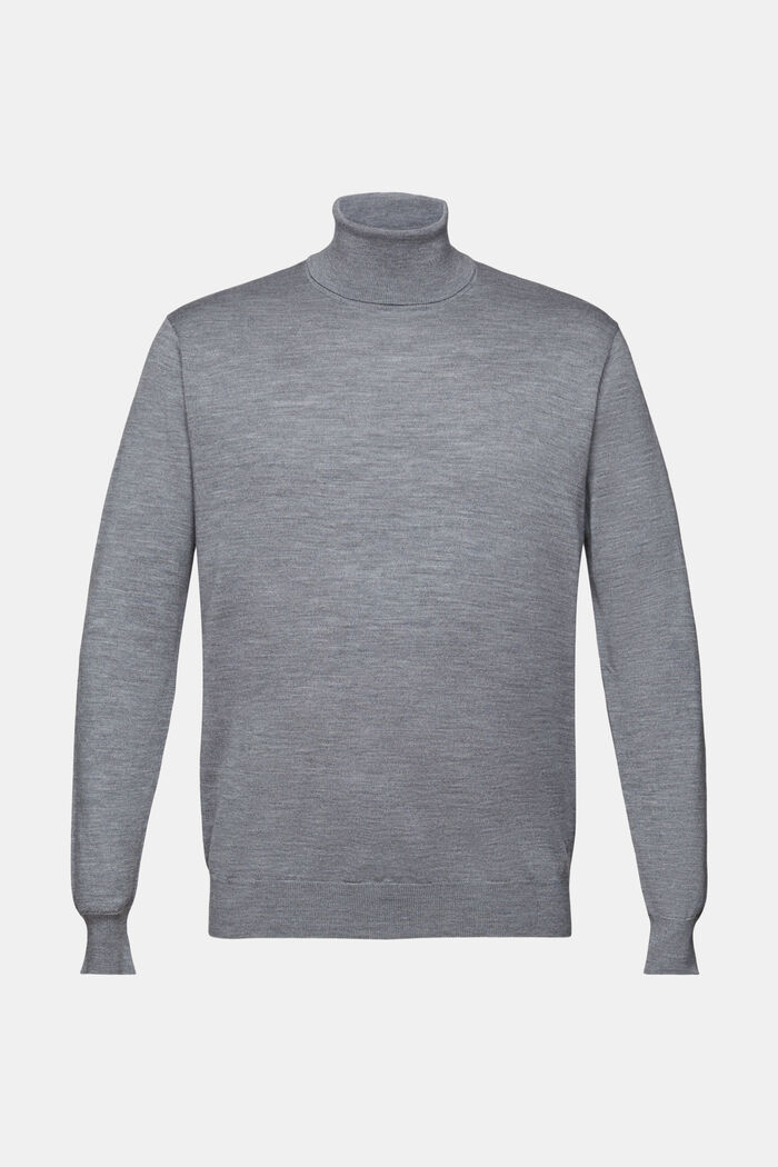 Sweter z półgolfem z wełny merynosowej, GREY, detail image number 6