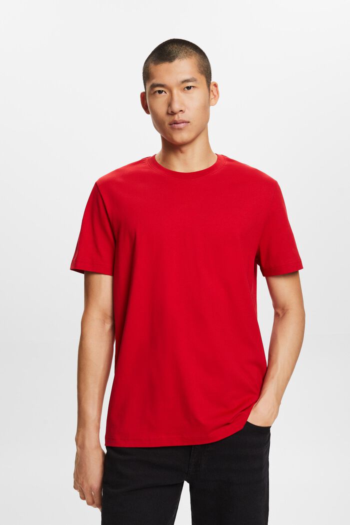 T-shirt z dżerseju z bawełny pima, DARK RED, detail image number 0