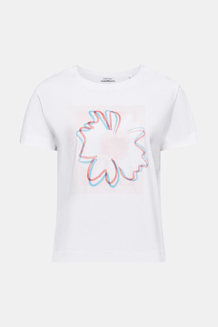 Dżersejowy T-shirt z nadrukiem z przodu, WHITE, detail image number 5