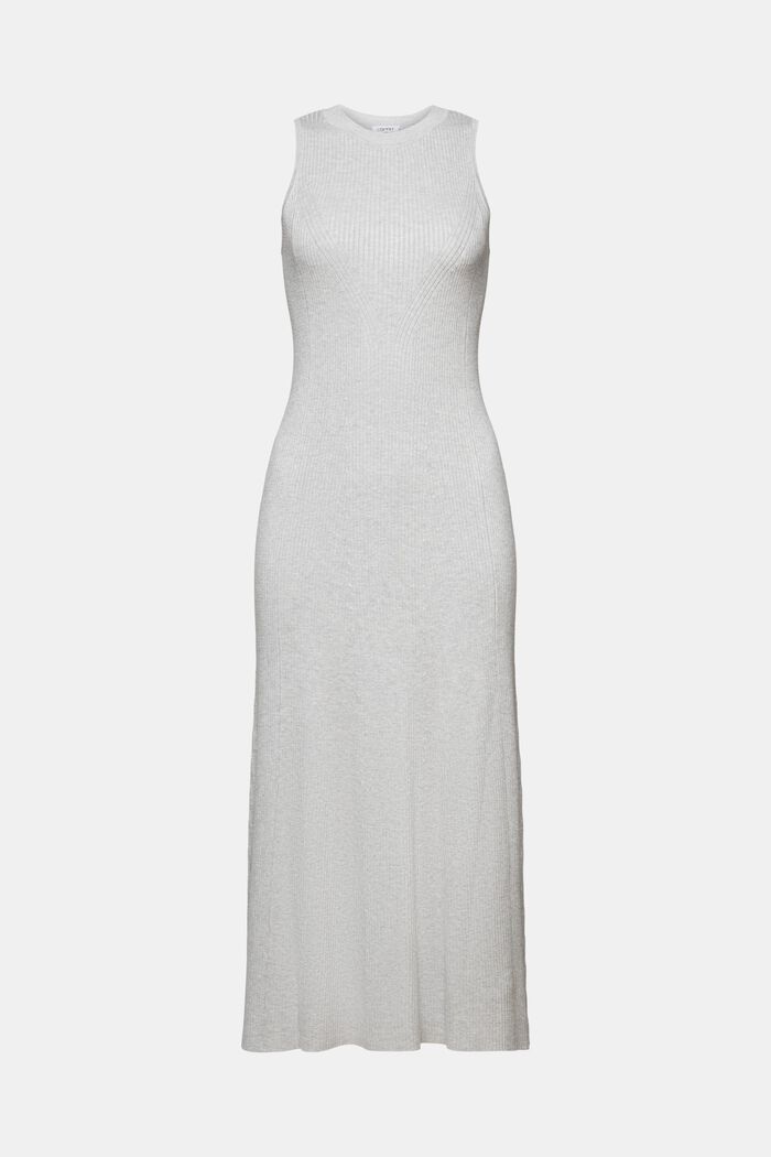 Prążkowana sukienka midi bez rękawów, LIGHT GREY, detail image number 5