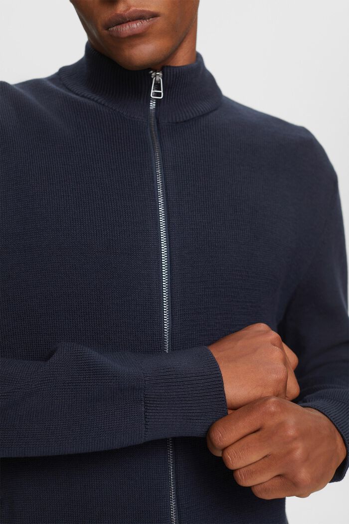 Rozpinany sweter, 100% bawełna, NAVY, detail image number 2