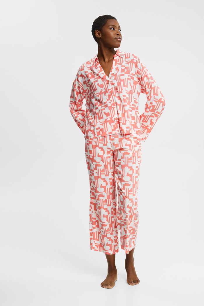 Piżama z nadrukiem z wiskozy LENZING™ ECOVERO™, CORAL, detail image number 0