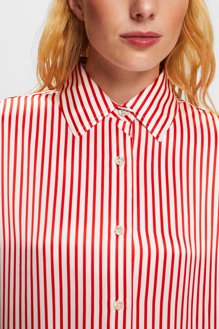 Koszula w paski z jedwabnej szarmezy, DARK RED, detail image number 5