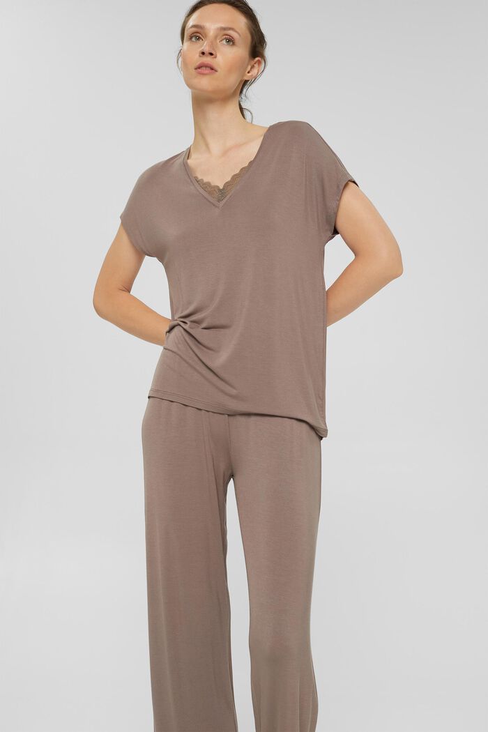 Jerseyowa piżama z LENZING™ ECOVERO™, TAUPE, detail image number 1